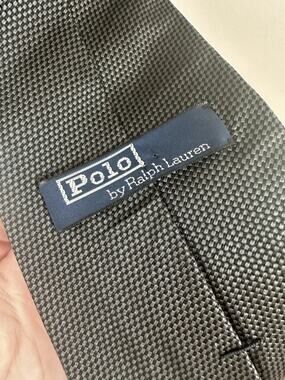 Polo by Ralph Lauren Men’s Gray Black Geometric Woven Handmade Tie RN 41381